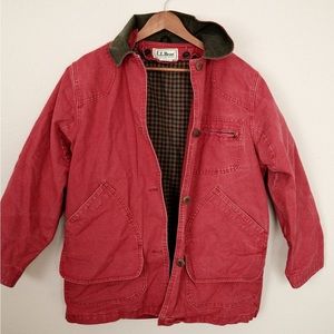 LLBEAN CANVAS JACKET with PLAID FLANNEL REMOVABLE LINER